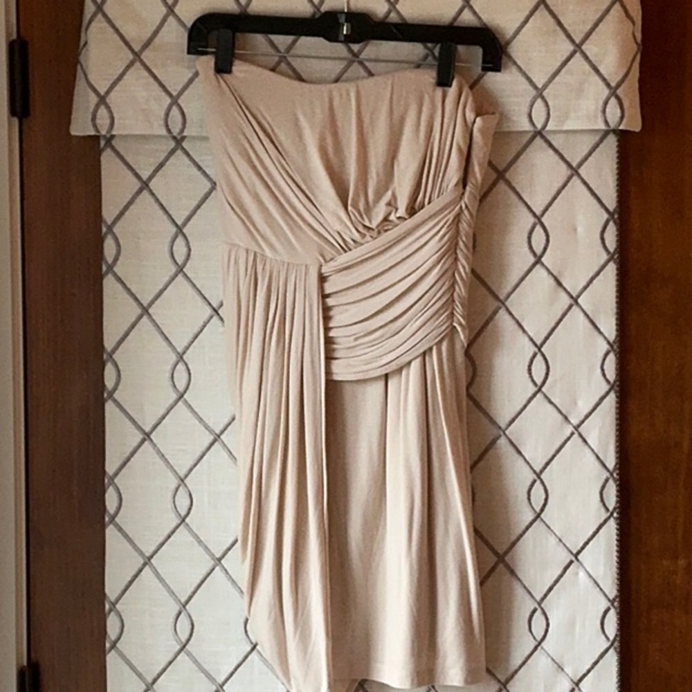 Elegant Beige Strapless Dress